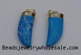 NGP7026 12*35mm - 14*40mm horn white howlite turquoise pendants