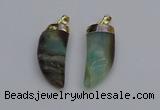 NGP7036 12*35mm - 14*40mm horn amazonite pendants wholesale