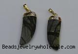 NGP7040 12*35mm - 14*40mm horn black water jasper pendants