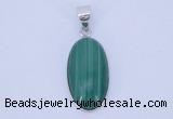 NGP708 12*24mm oval natural malachite with sterling silver pendant