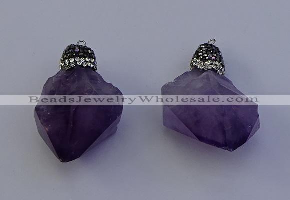 NGP7088 25*35mm - 28*45mm faceted nuggets amethyst pendants