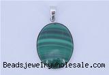 NGP709 16*24mm oval natural malachite with sterling silver pendant