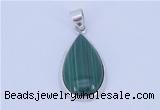 NGP710 14*37mm teardrop natural malachite with sterling silver pendant