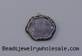 NGP7112 30*30mm hexagon light amethyst pendants wholesale