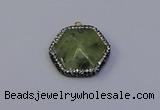 NGP7117 30*30mm hexagon green qutilated quartz pendants wholesale