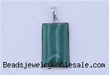 NGP712 13*25mm rectangle natural malachite with sterling silver pendant