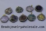 NGP7126 30*30mm hexagon mixed gemstone pendants wholesale