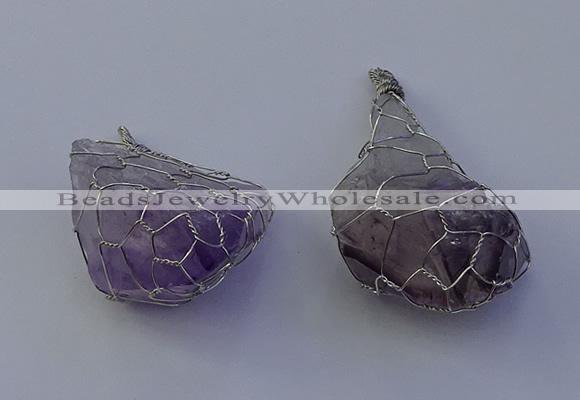 NGP7146 20*40mm - 30*45mm faceted nuggets amethyst pendants