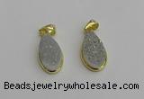 NGP7179 10*20mm flat teardrop plated druzy quartz pendants