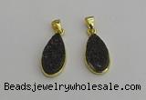 NGP7182 10*20mm flat teardrop plated druzy quartz pendants