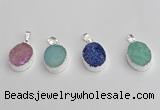 NGP7192 15*20mm oval druzy quartz pendants wholesale