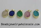 NGP7203 15*20mm oval druzy quartz pendants wholesale