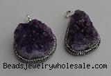 NGP7233 25*40mm - 30*40mm freeform druzy amethyst pendants