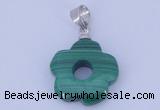 NGP728 4*15mm flower natural malachite with 18KGP gemstone pendant