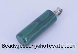 NGP731 8*24mm column natural malachite with 18KGP gemstone pendant