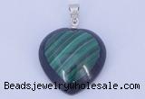 NGP732 20*20mm heart natural malachite & black agate with 18KGP pendant