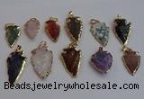 NGP7367 15*20mm - 22*40mm arrowhead mixed gemstone pendants