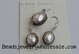 NGP7398 15*18mm - 18*22mm oval shell pearl jewelry sets