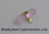 NGP7442 12*45mm sticks rose quartz pendants wholesale