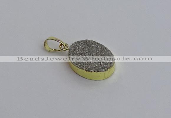 NGP7491 15*20mm oval plated druzy agate gemstone pendants