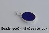 NGP7509 15*20mm oval plated druzy agate gemstone pendants