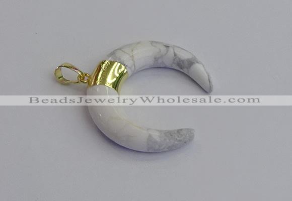 NGP7516 35*38mm horn white howlite pendants wholesale