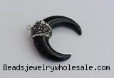 NGP7530 35*38mm horn black agate pendants wholesale