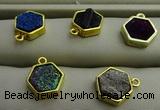 NGP7572 12*12mm hexagon plated druzy agate pendants wholesale
