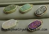 NGP7580 10*15mm oval plated druzy agate pendants wholesale