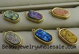 NGP7581 10*15mm oval plated druzy agate pendants wholesale