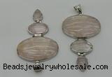 NGP8001 50*82mm - 52*86mm rose quartz pendant set jewelry