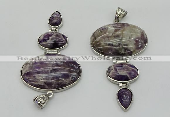 NGP8005 50*82mm - 52*86mm dogtooth amethyst pendant set jewelry