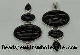 NGP8025 50*82mm - 52*86mm black agate pendant set jewelry