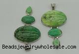 NGP8028 50*82mm - 52*86mm grass agate pendant set jewelry