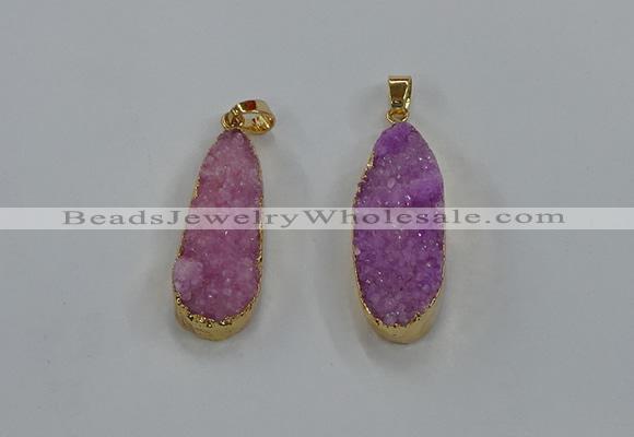 NGP8503 15*33mm - 17*40mm flat teardrop druzy agate pendants