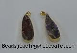 NGP8508 15*33mm - 17*40mm flat teardrop druzy agate pendants