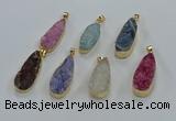 NGP8509 15*33mm - 17*40mm flat teardrop druzy agate pendants