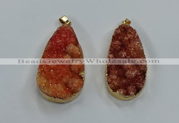 NGP8512 25*48mm - 27*52mm flat teardrop druzy agate pendants