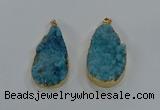 NGP8516 25*48mm - 27*52mm flat teardrop druzy agate pendants