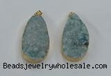 NGP8517 25*48mm - 27*52mm flat teardrop druzy agate pendants