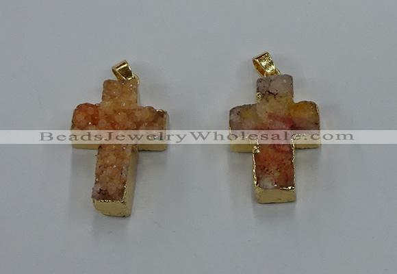 NGP8533 22*30mm - 25*35mm cross druzy agate pendants wholesale