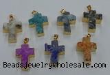 NGP8541 22*30mm - 25*35mm cross druzy agate pendants wholesale