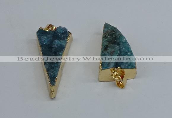 NGP8599 13*40mm - 20*35mm triangle druzy agate pendants wholesale