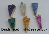 NGP8602 13*40mm - 20*35mm triangle druzy agate pendants wholesale