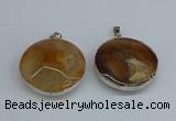 NGP8698 38mm - 40mm flat round agate pendants wholesale