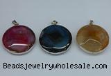 NGP8704 38mm - 40mm flat round agate pendants wholesale