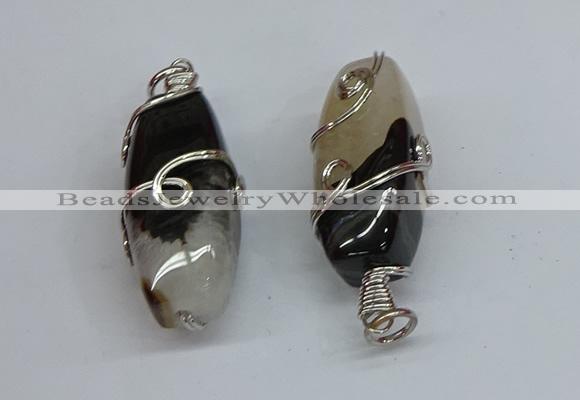 NGP8833 20*45mm rice agate gemstone pendants wholesale