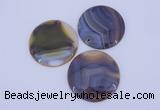 NGP934 5PCS 52mm flat round agate gemstone pendants wholesale