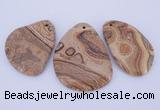 NGP944 5PCS 35-45mm*55-65mm freeform picture jasper gemstone pendants