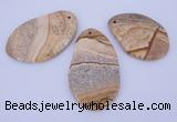 NGP958 5PCS 35-45mm*50-65mm freeform picture jasper gemstone pendants